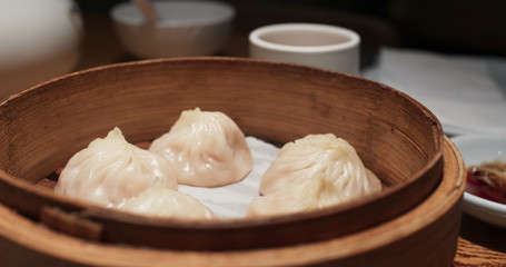Steamed meat dumpling in restaurant