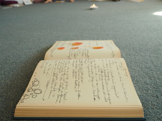 open book on a black background