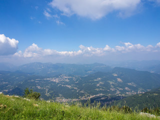 view of the bergamo valleys. Monte Linzone, Bergamo, Italy