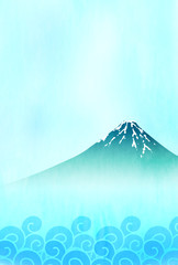 Fototapeta premium 富士山 日本 和紙 背景