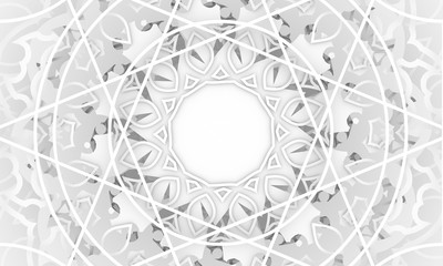 Decorative design element. Patterns with geometric ornament. Circular ornamental symbol. Islam, Arabic and Indian, ottoman motifs. 3D rendering