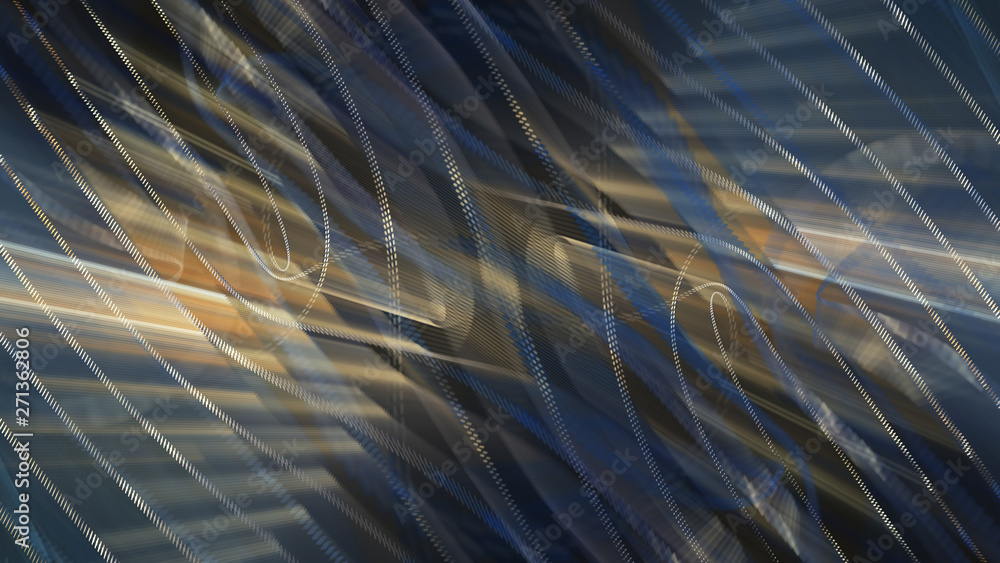 Fototapete abstract generative art background. 3d illustration. fractal graphics composition of dots, waves and
