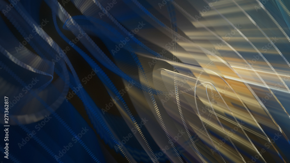 Fototapete abstract generative art background. 3d illustration. fractal graphics composition of dots, waves and