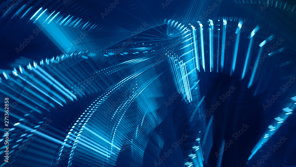 Poster abstract generative art background. 3d illustration. fractal graphics composition of dots, waves and