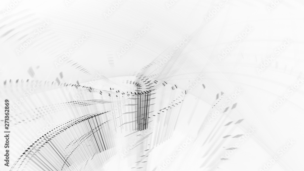 Poster abstract generative art background. 3d illustration. fractal graphics composition of dots, waves and