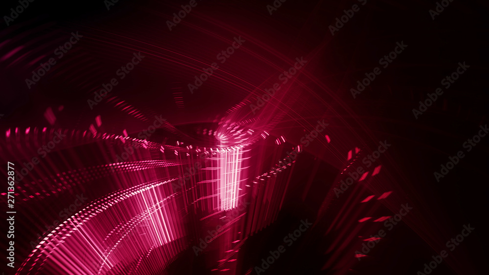 Poster abstract generative art background. 3d illustration. fractal graphics composition of dots, waves and