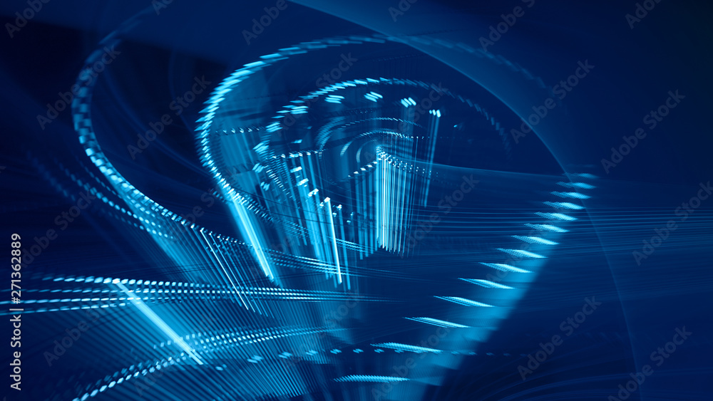Poster abstract generative art background. 3d illustration. fractal graphics composition of dots, waves and