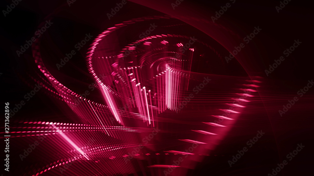 Poster abstract generative art background. 3d illustration. fractal graphics composition of dots, waves and