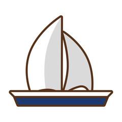 sailing boat travel on white background