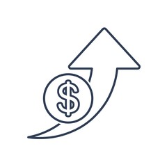 Increase profits, vector line  icon money. White background.