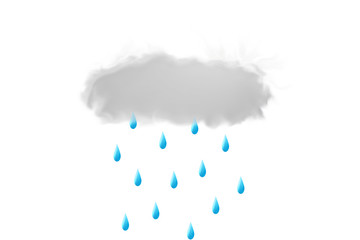 Illustration of rain clouds and rain.  雨雲と雨のイラスト