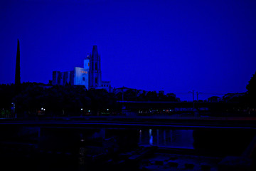 Naklejka premium Girona, city of Catalonia at night. Spain