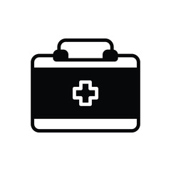 Black solid icon for doctor bag 