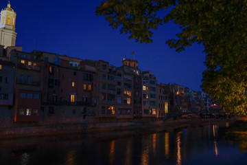 Fototapeta na wymiar Girona, city of Catalonia at night. Spain