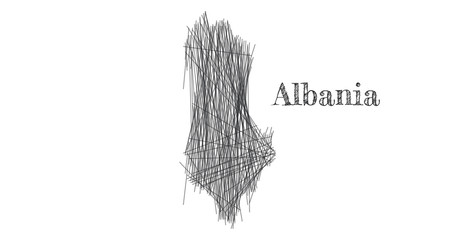 Scribble sketch of Albania map and Country name on white background. Symbol for your web site design map logo. scribble map of Europe. app, ui,