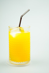 Fresh cocktail with orange and ice.