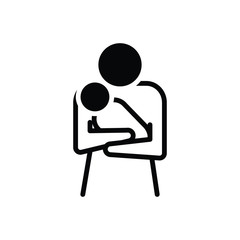 Black solid icon for mother with baby in arms