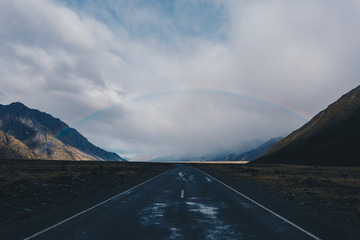 Mount Cook, New Zealand with a Rainbow