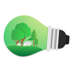 Paper art style of a Bears standing in a forest.World environment and earth day concept. Vector EPS 10.