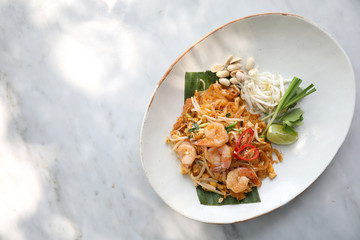 Thai food padthai fried noodle with shrimp , local food