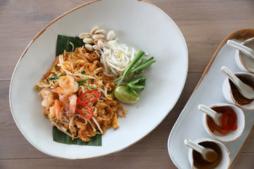 Thai food padthai fried noodle with shrimp , local food