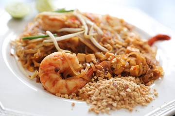 Thai food pad thai fried noodle with shrimp