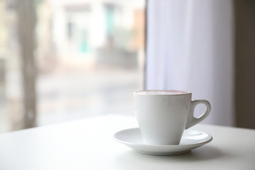 hot chocolate in white tone room