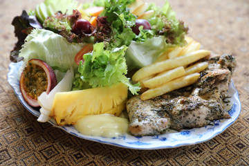 Healthy food Chicken steak with vegetables