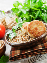 Buckwheat with burgers