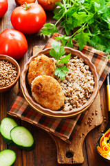 Buckwheat with burgers