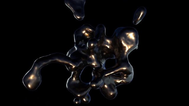 Splash of black liquid like oil, 3d rendering computer generated backdrop for creative