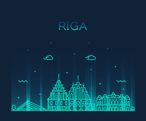 Riga skyline Latvia Trendy a vector illustration