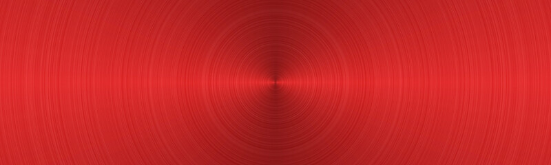 Circular brushed red metal surface. Texture of metal. Panoramic image