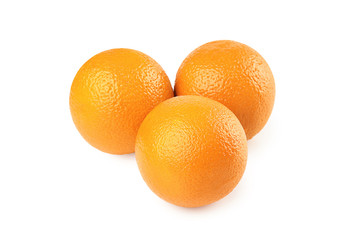 Three ripe and fresh orange fruit isolated on white background with clipping path. Perfectly retouched. ready-to-use food images