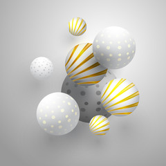 Abstract spheres on grey background for Science or technology concept.