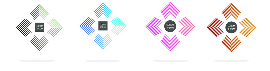 Set of modern abstract vector banners. Multicolor flat geometric shapes. Geometric gradient figures, trendy dynamic elements.
