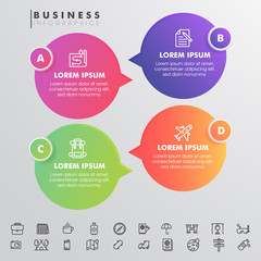 Alphabetical Business Infographic user interface with web menu on gray background.