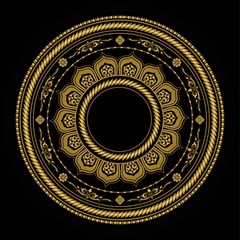 Circle Pattern Thailand gold line element vector
