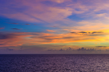 Colorful nice sky and ocean in sunset.