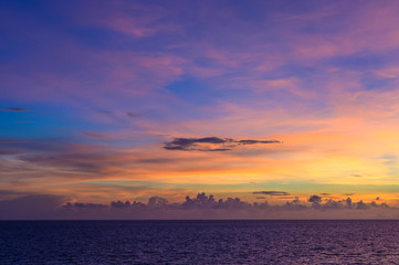Colorful nice sky and ocean in sunset.