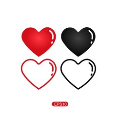 Like and heart symbol icon. Live webcast webinar, chat. Vector social network, red graceful heart web button