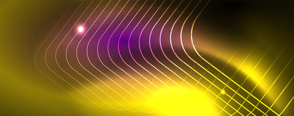 Shiny glowing design background, neon style lines, technology concept, vector