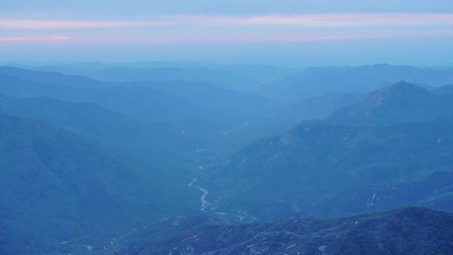 shot of mountain canyon landscape on the sunset in sequoia national park california