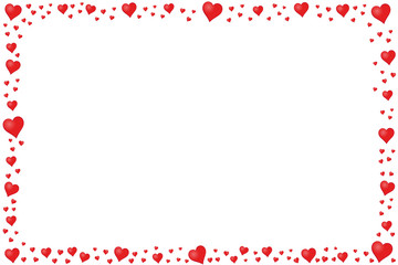 Rectangle Frame Made Of Red Hearts - Vector Illustration - Isolated On White Background