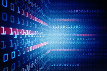 2d illustration abstract digital binary data on computer screen