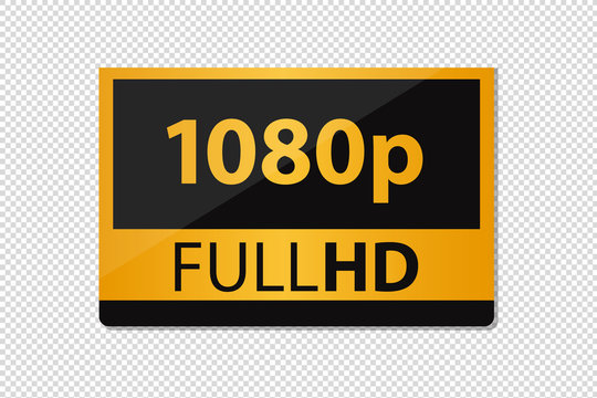 FullHD 1080p Icon - Golden Vector Illustration - Isolated On Transparent Background