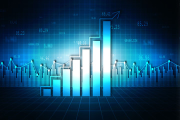 2d rendering Stock market online business concept. business Graph 