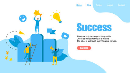 Vector creative illustration of business success concept. Flat design for web banner, business material	