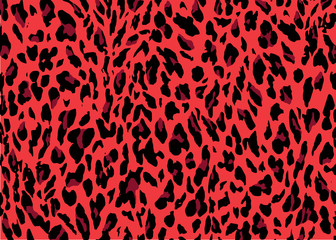 Red Leopard skin pattern design. Leopard print vector illustration background. Wildlife fur skin design illustration for print, web, home decor, fashion, surface, graphic design