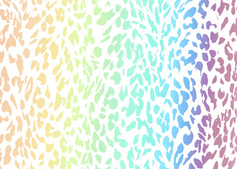 Fototapeta na wymiar Multi color Leopard skin pattern design. Pastel gradient Leopard print vector background. Wildlife fur skin design illustration for print, web, home decor, fashion, surface, graphic design